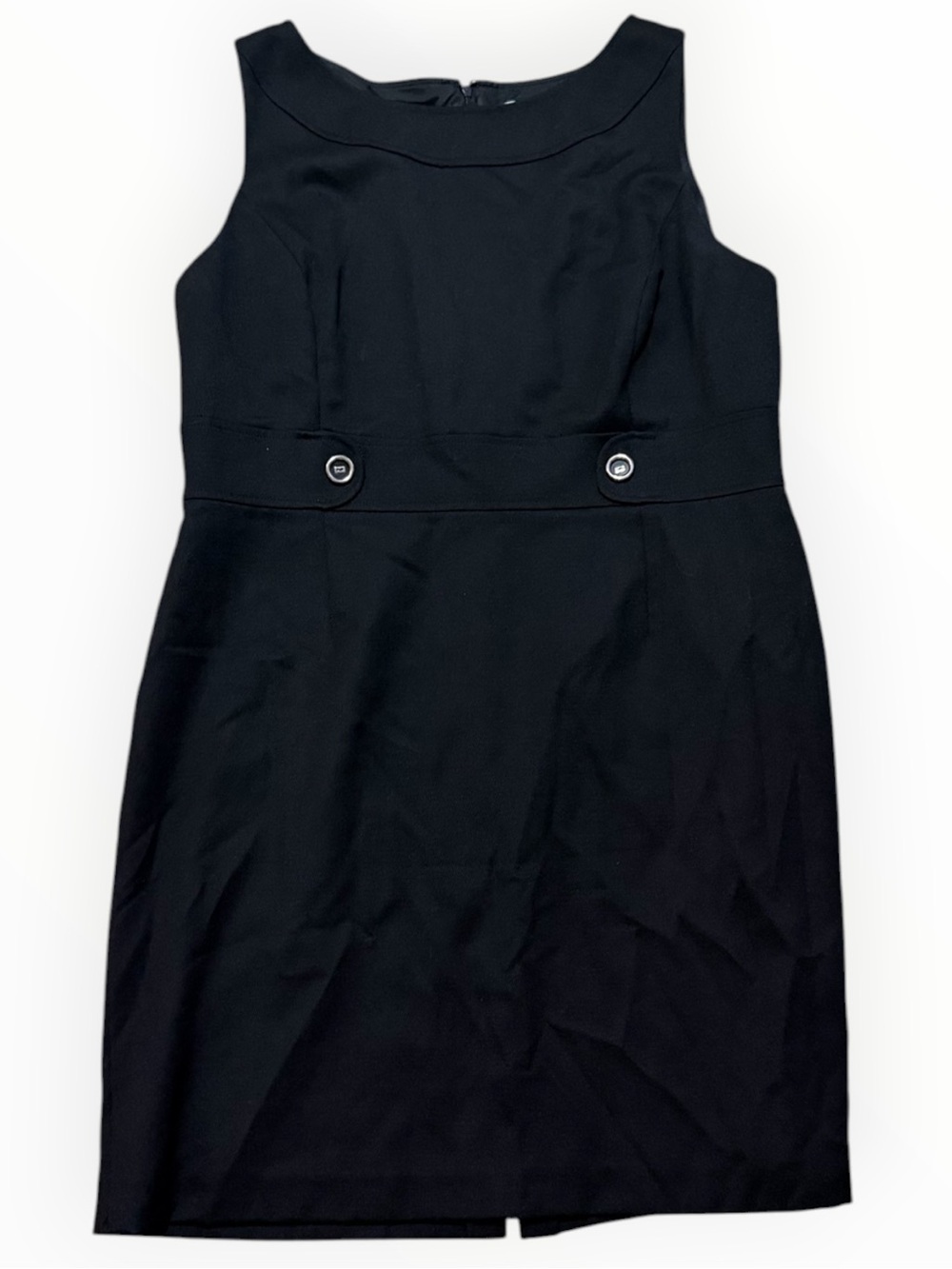 TAHARI Classic Black Sleeveless Sheath Dress Wool Blend Work Party 16 Timeless
